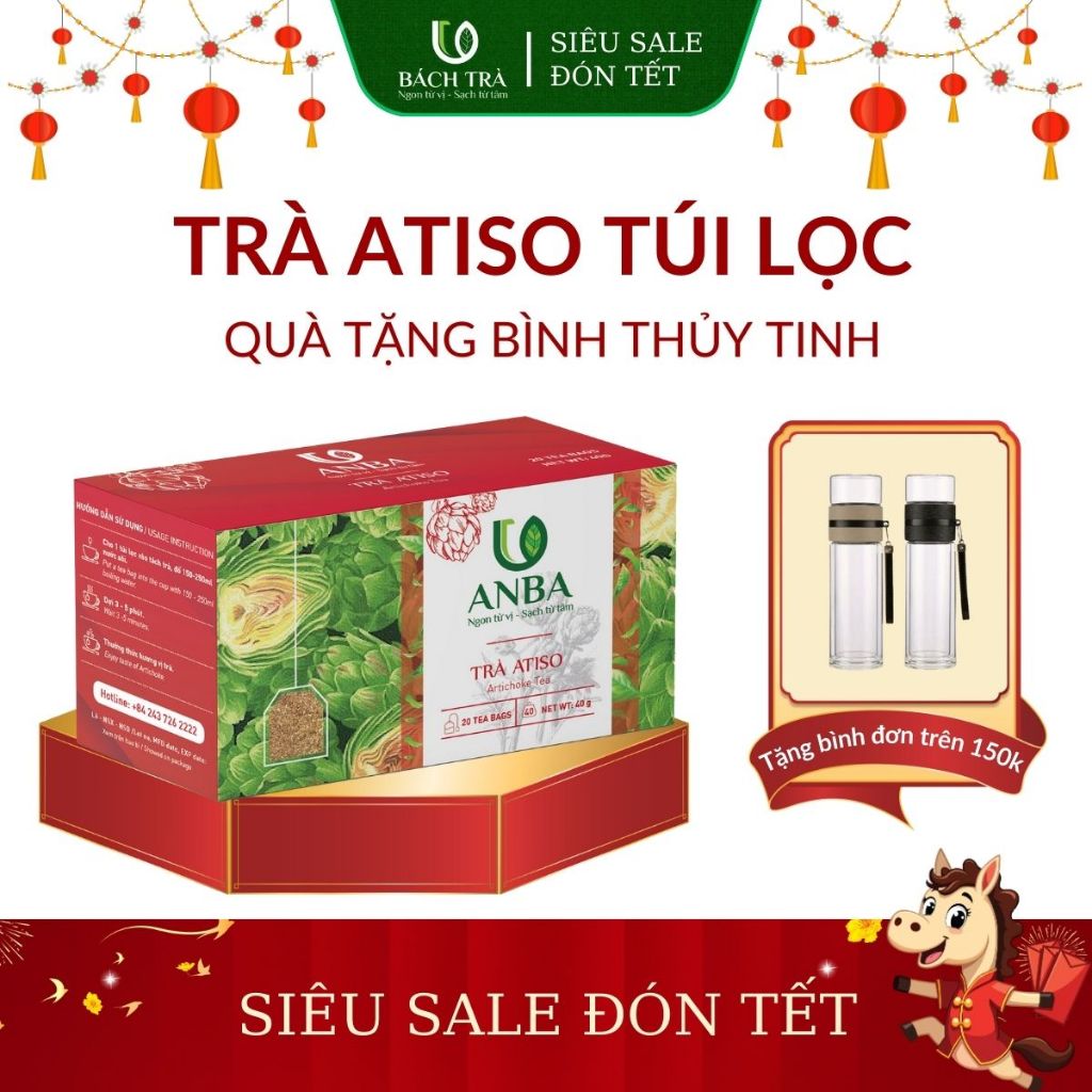 [TẶNG BÌNH] Trà Atiso Túi Lọc ANBA | Thanh Lọc Cơ Thể – Dễ Uống Mùa Lạnh | Atiso Xanh Sấy Khô | Hộp 