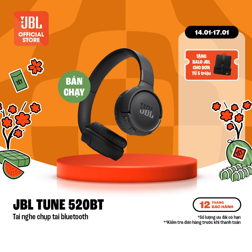 Tai Nghe Chụp Tai Bluetooth JBL Tune 520BT - Hàng Chính Hãng
