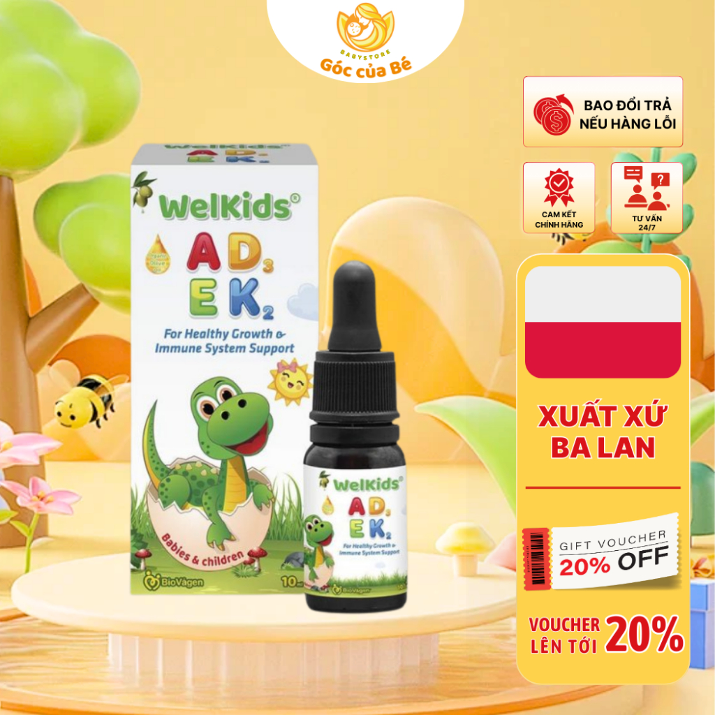 WelKids ADEK Bổ Sung D3K2 Kết Hợp Vitamin A, E Hỗ Trợ Nâng Cao Đề Kháng, Phát Triển Chiều Cao