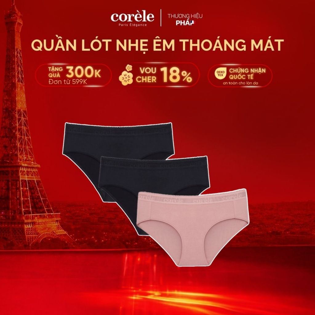 COMBO 3 Quần lót nữ cạp vừa, chất vải sợi tre - chuẩn an toàn quốc tế OEKO-TEX | CORÈLE 02138A