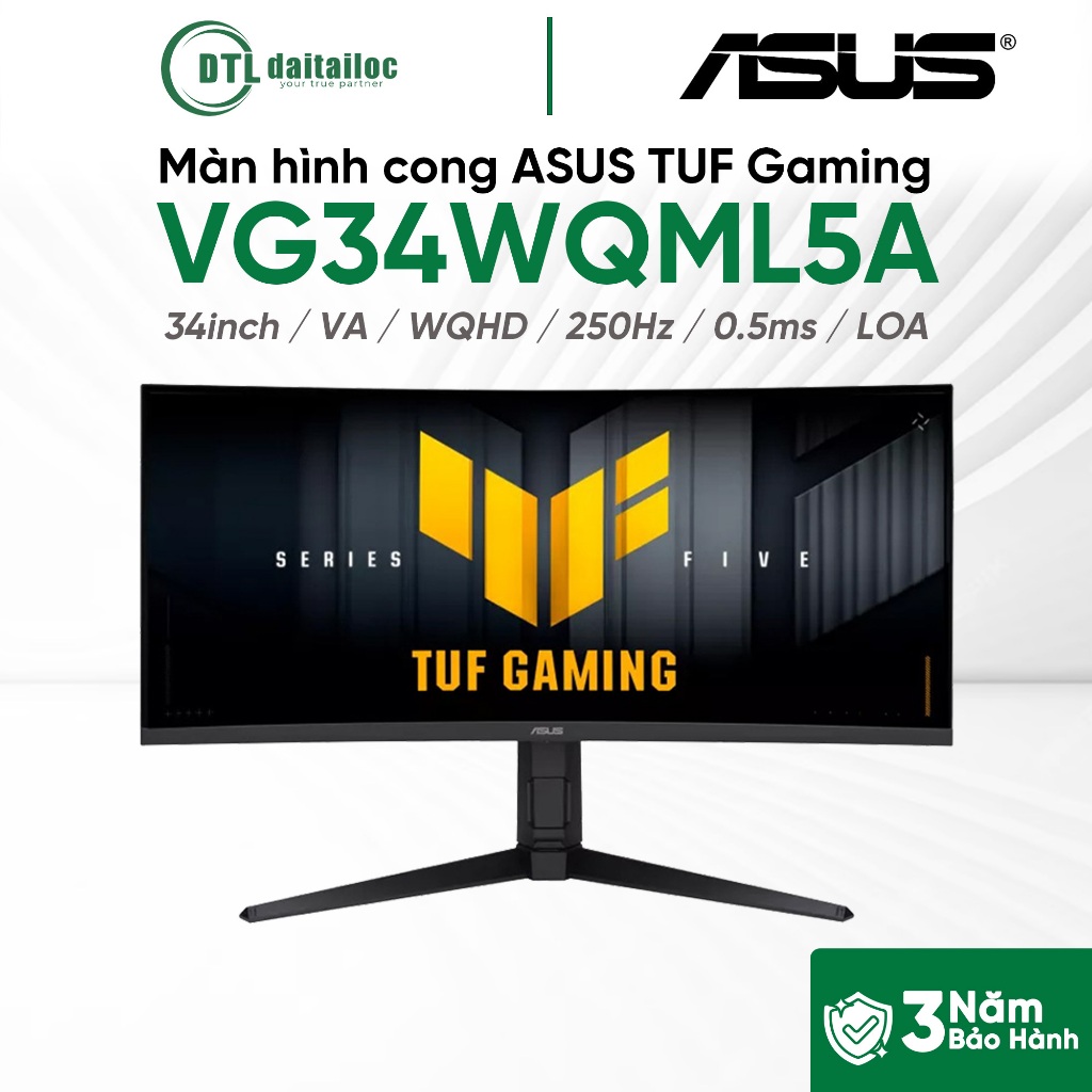 Màn hình Gaming ASUS TUF VG34WQML5A 34inch VA WQHD 250Hz 0.5ms LOA I Chính hãng I Bảo hành 36 tháng
