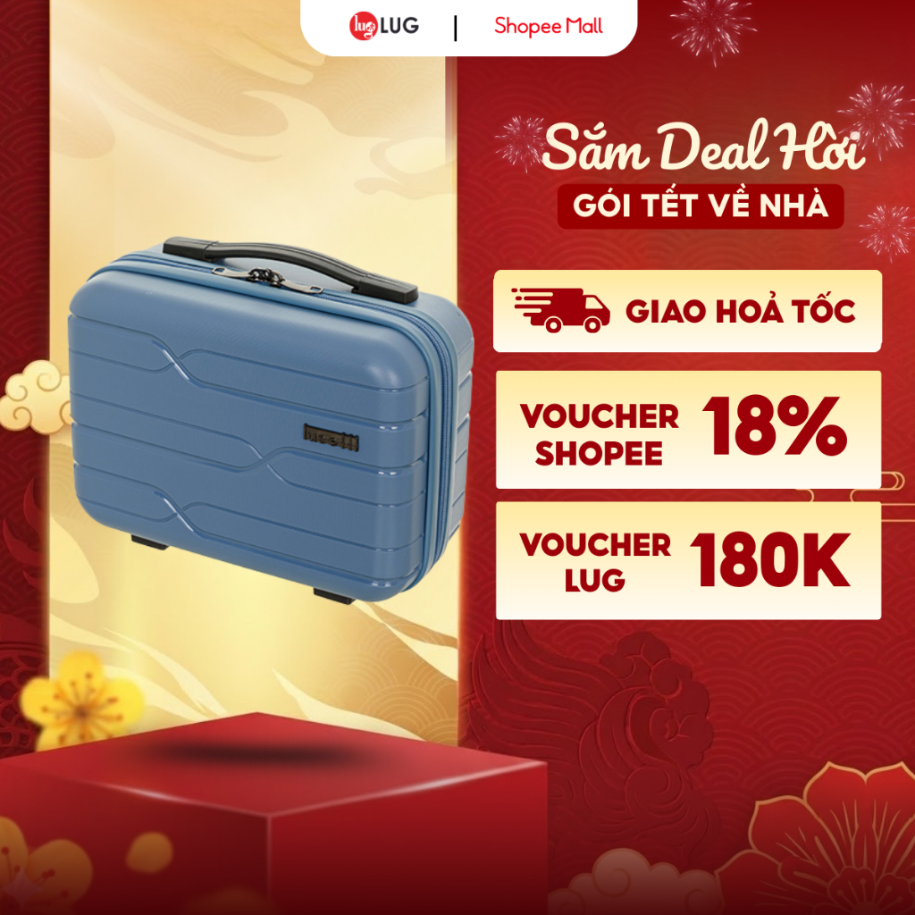 Vali du lịch LUG Lusetti LS802 Size 12 Nhựa PP Chống Bể Vỡ, Dây Kéo Êm Ái Mượt Mà (Màu Ngẫu Nhiên)