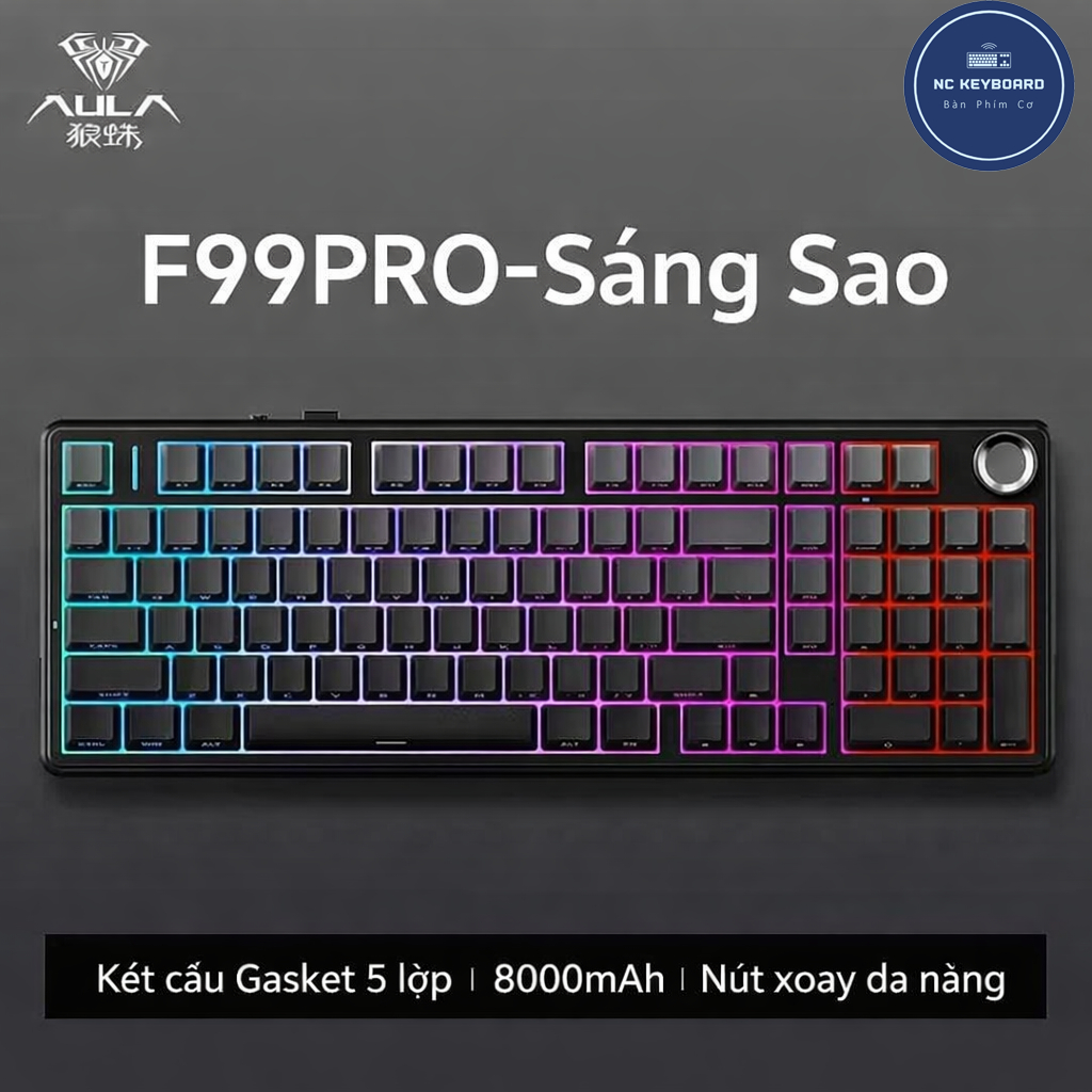 BÀN PHÍM CƠ AULA F99 - F99PRO 3MOD LED RGB HOTSWAP | PIN 8K