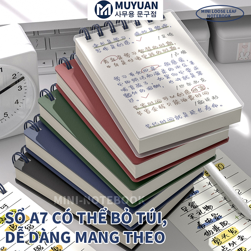 MUYUAN Sổ Tay Cuộn A7 – Sổ Bỏ Túi 80 Trang Kẻ Ngang, Nhiều Mẫu Cho Học Sinh