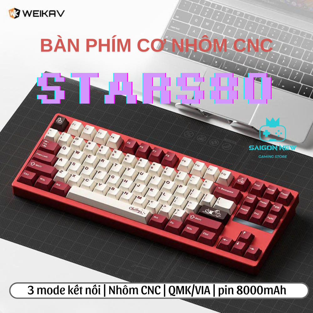 Bàn phím cơ nhôm CNC Weikav Stars80 - Hỗ trợ 3 mode kết nối - LED RGB có app tùy chỉnh - Có hotswap | BigBuy360 - bigbuy360.vn