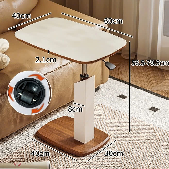 Bàn Nâng Phụ Thông Minh Xoay 360° – Mặt Da Yên Ngựa Cao Cấp, Chân Gỗ Óc Chó, Điều Chỉnh Độ Cao 57–78