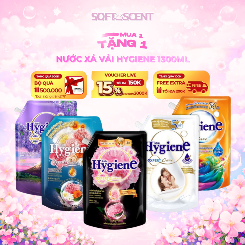 Nước xả vải siêu đậm đặc Hygiene Expert Care chuẩn Thái Lan lưu hương lâu 1150ml 1300ml