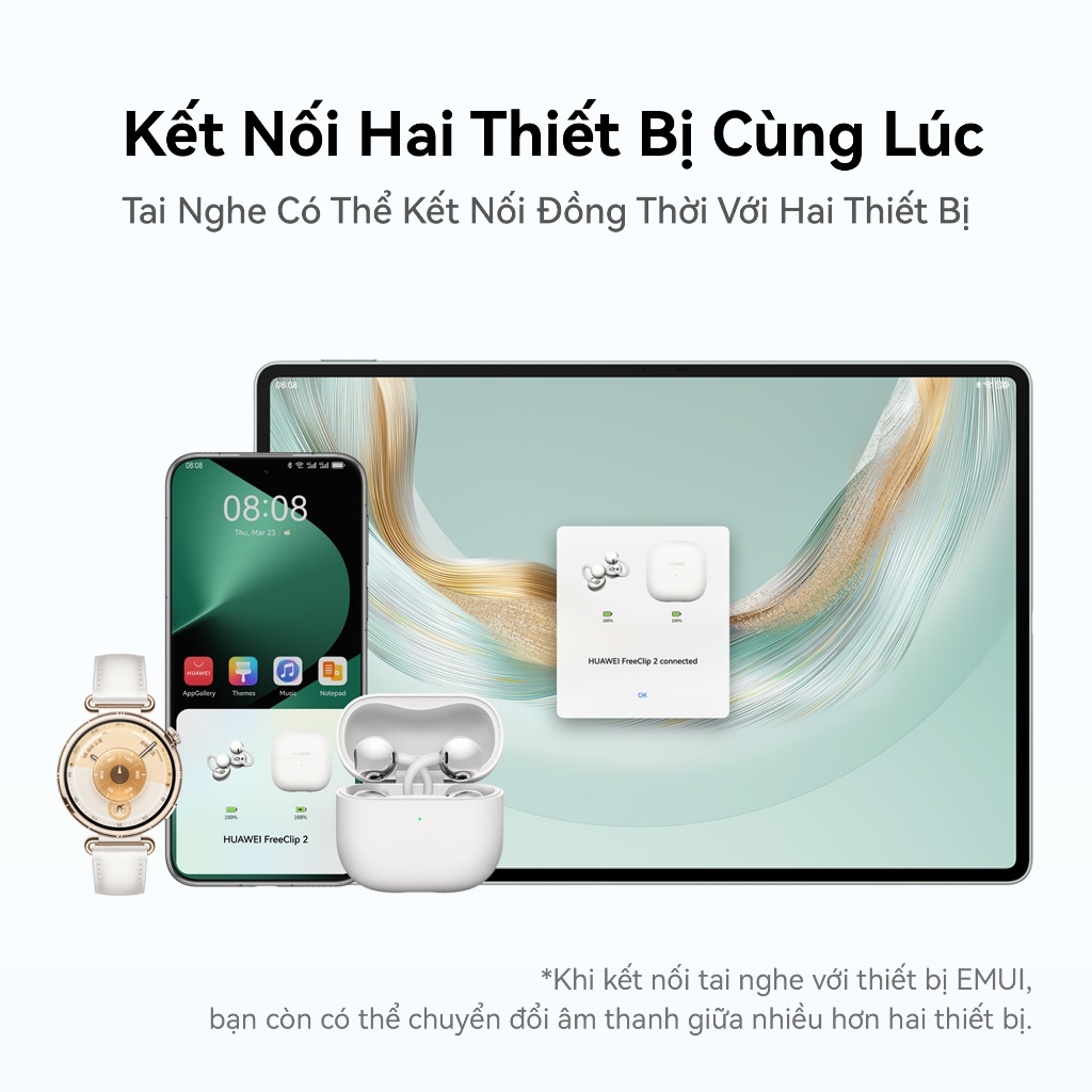 Tai Nghe HUAWEI FreeClip 2 | Cấu Trúc C-bridge Design Thoáng Khí | Công Nghệ Âm Thanh Mở Thích Ứng | Gọi Thoại Rõ Ràng | BigBuy360 - bigbuy360.vn