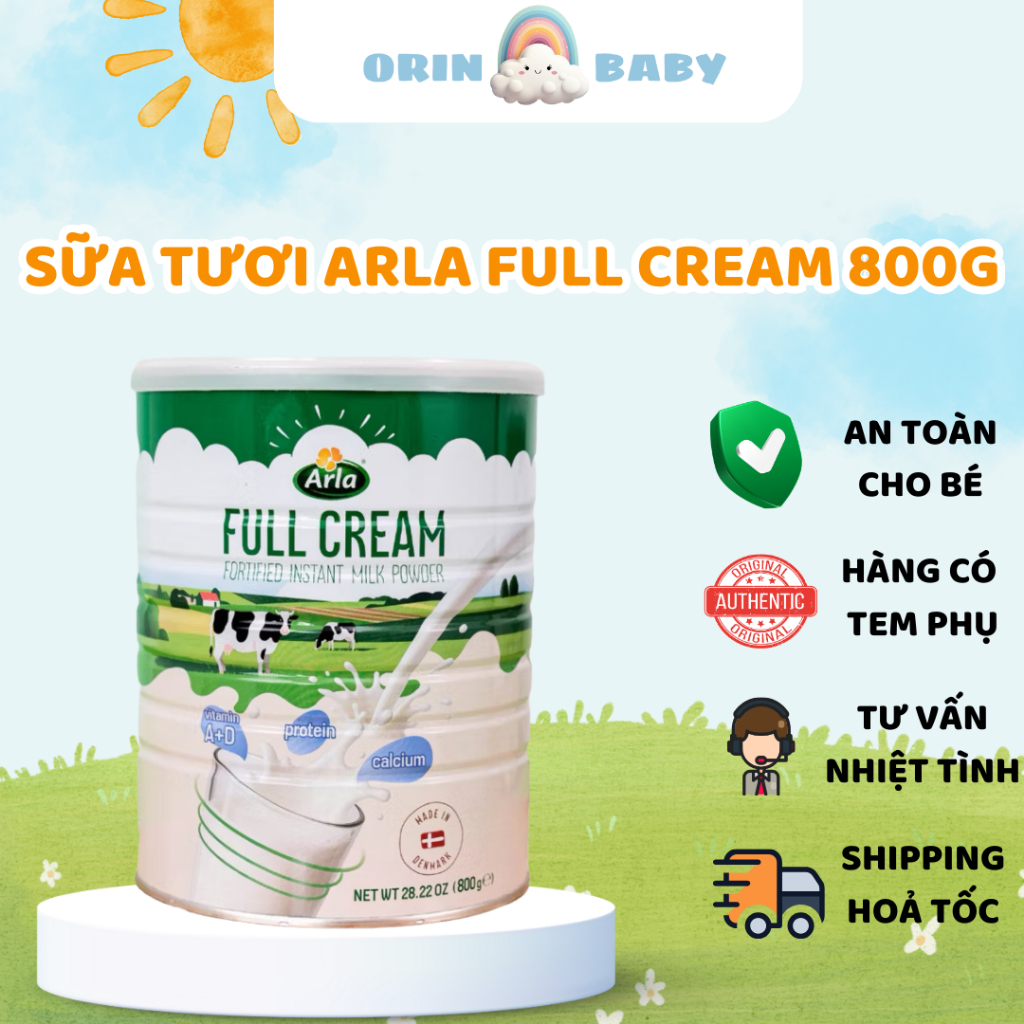 Sữa Tươi Dạng Bột Full Cream Arla Đan Mạch 800G Cho Bé Từ 1T Bổ Sung Canxi, Vitamin - Orin Baby Stor