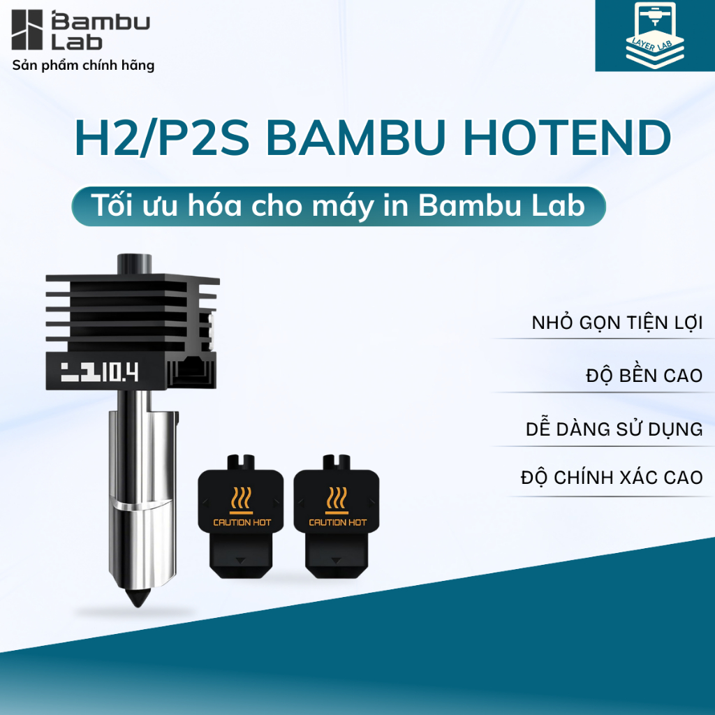Bambu Lab Hotend H2/P2S | Bộ Đầu In Hotend Thép Cứng/Thép Không Gỉ Cho Máy In Bambu H2D/H2C/H2S/P2S