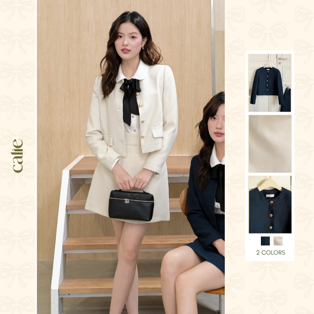 (HNLV) Áo dạ xanh than, chất liệu cao cấp, sang trọng, thanh lịch thời trang thiết kế nữ Calie Ak091