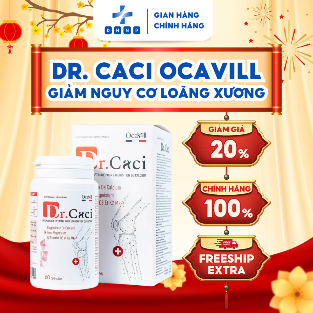 Viên Uống Dr. Caci Ocavill - Bổ Sung Canxi, Giảm Nguy Cơ Loãng Xương - Hộp 60 Viên
