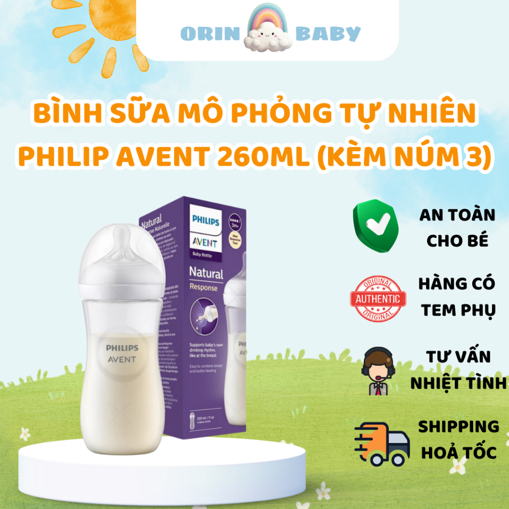 Bình sữa Philips Avent mô phỏng tự nhiên 260ml mẫu mới Orin Baby Store
