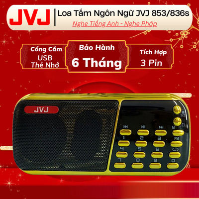 Loa đài JVJ J-853 3 pin siêu khỏe,đài FM,hỗ trợ khe cắm thẻ nhớ, USB, học tiếng anh,nghe pháp