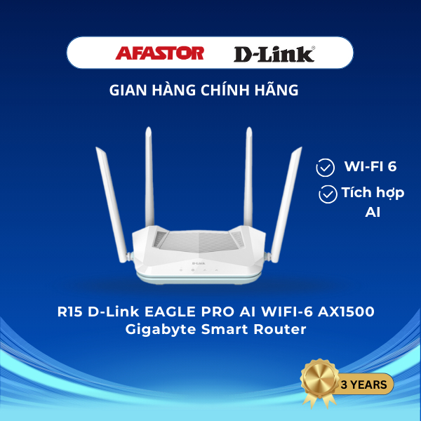 Router Wi-Fi 6 D-Link R15 AX1500 Smart Router - CHÍNH HÃNG