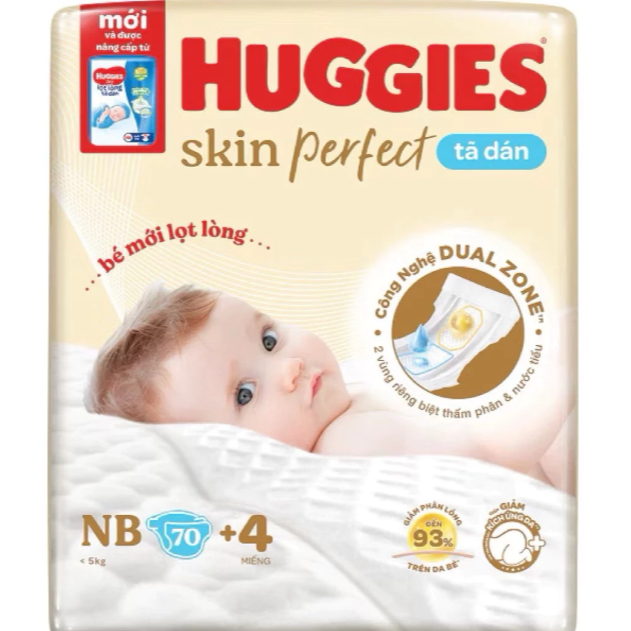 (QUÀ TẶNG KHÔNG BÁN) Huggies Skinperfect NB70+4