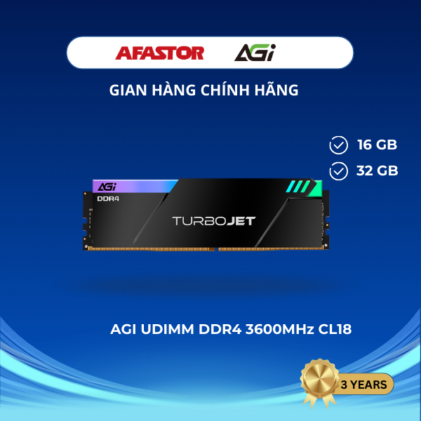 Kit RAM Desktop AGI RGB 32GB (2x16GB) DDR4 3600MHz LED RGB - AGI3EPC16UD848-DC - CHÍNH HÃNG