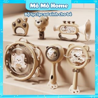 Lục lạc cho bé sơ sinh 6 món gặm nướu silicone kháng khuẩn hỗ trợ khả năng cầm nắm Mô Mô Home