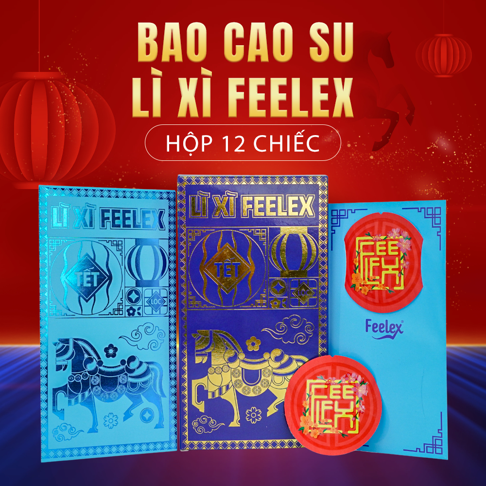 Bao cao su lì xì Feelex siêu mỏng - hộp 12 chiếc