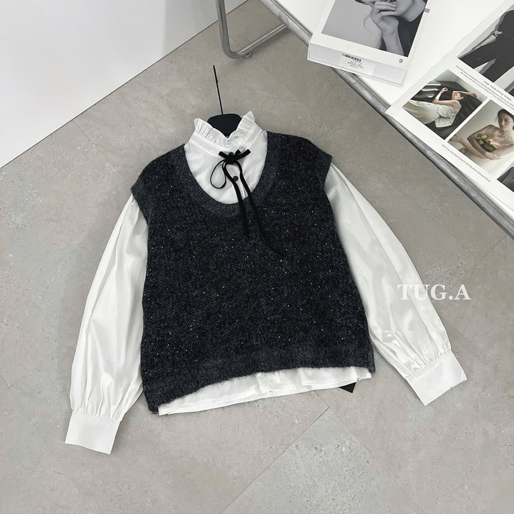 Set áo sơ mi gile bling bling QCCC