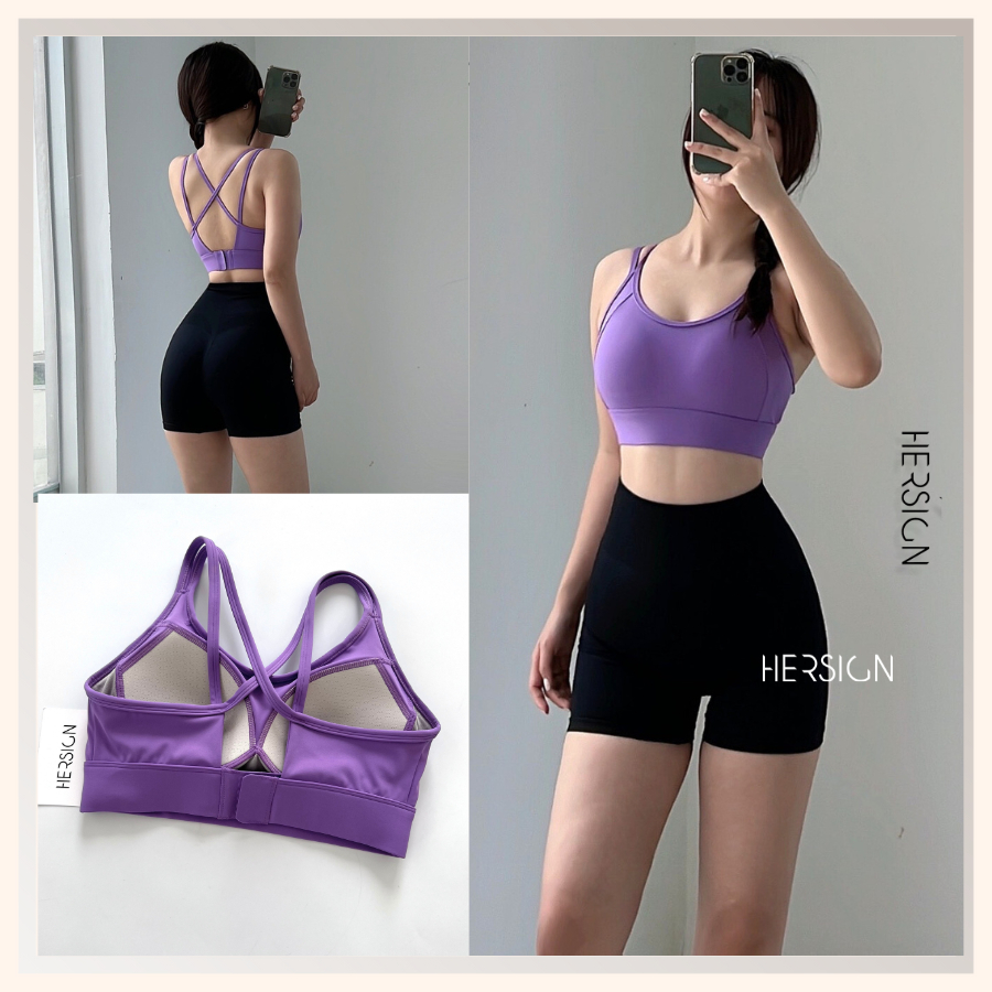 HERSIGN Set tập gym nữ Đồ tập yoga Bộ quần áo thể thao vận động cường độ cao cho nữ SMIXB32BN12 HERS