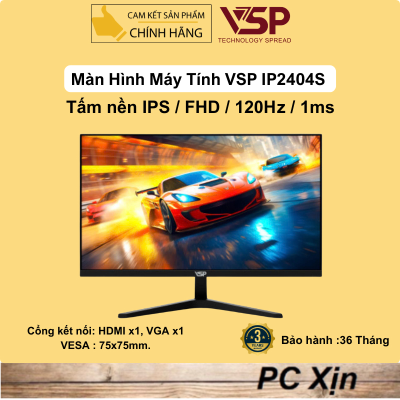 Màn hình máy tính VSP IP2404S 24inch ( Tấm nền IPS / 120Hz) Chính Hãng