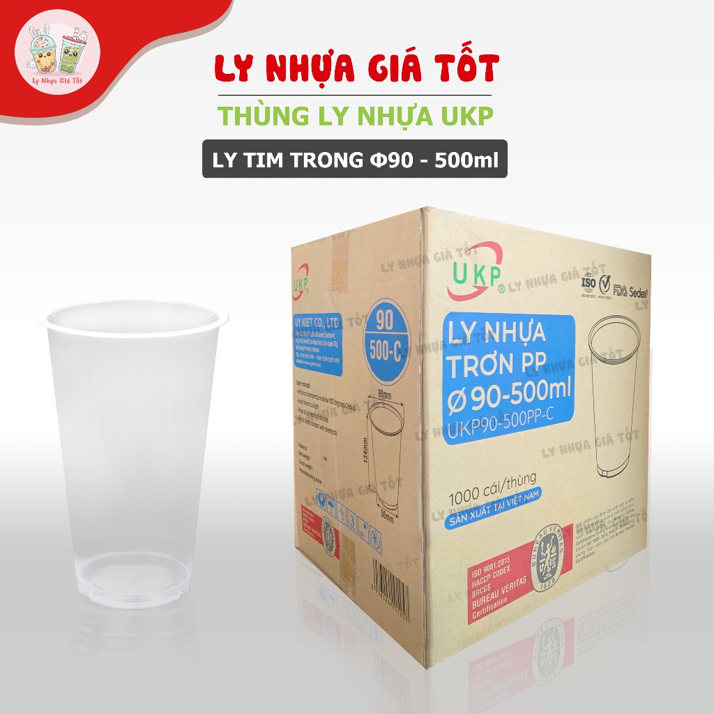 [Giá sỉ] Thùng/1000 cái Ly Nhựa Tim PP 700ml Uy Kiệt. Loại Dày UKP.