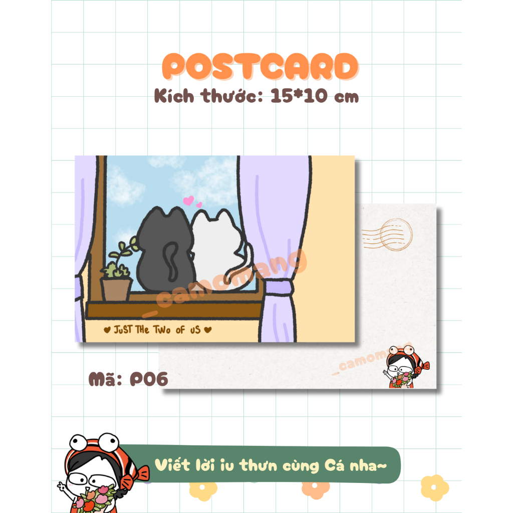 P06 Postcard - Có hai con mèo ngồi bên cửa sổ