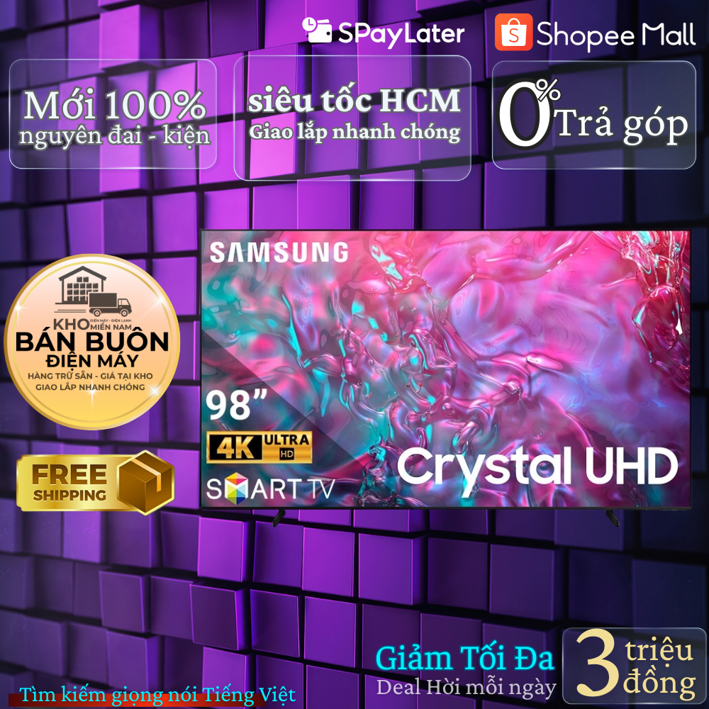 Smart Tivi Samsung 98DU9000  98 Inch 4K UHD, Tizen OS, Âm Thanh Dolby, Thiết Kế Siêu Lớn Đẳng Cấp