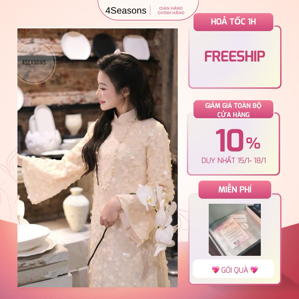 [HOẢ TỐC ] Set áo dài kim sa vảy táo siêu sang siêu xinh phiên bản cao cấp 2026 4Seasons