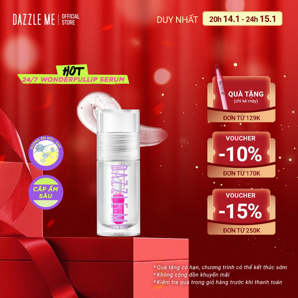Son Dưỡng môi DAZZLE ME Serum Dưỡng Môi Lip Serum 24/7 Dưỡng Ẩm, Làm Mềm Môi Wonderfullip Serum 2g