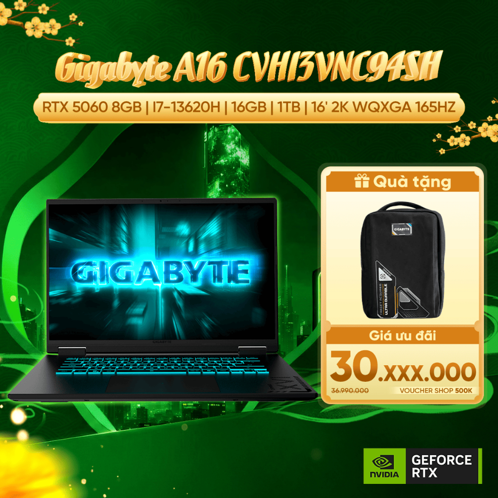 Laptop Gigabyte Gaming A16 CVHI3VNC94SH Card GeForce RTX™ 5060 8GB / Core i7-13620H / 16GB / 1TB