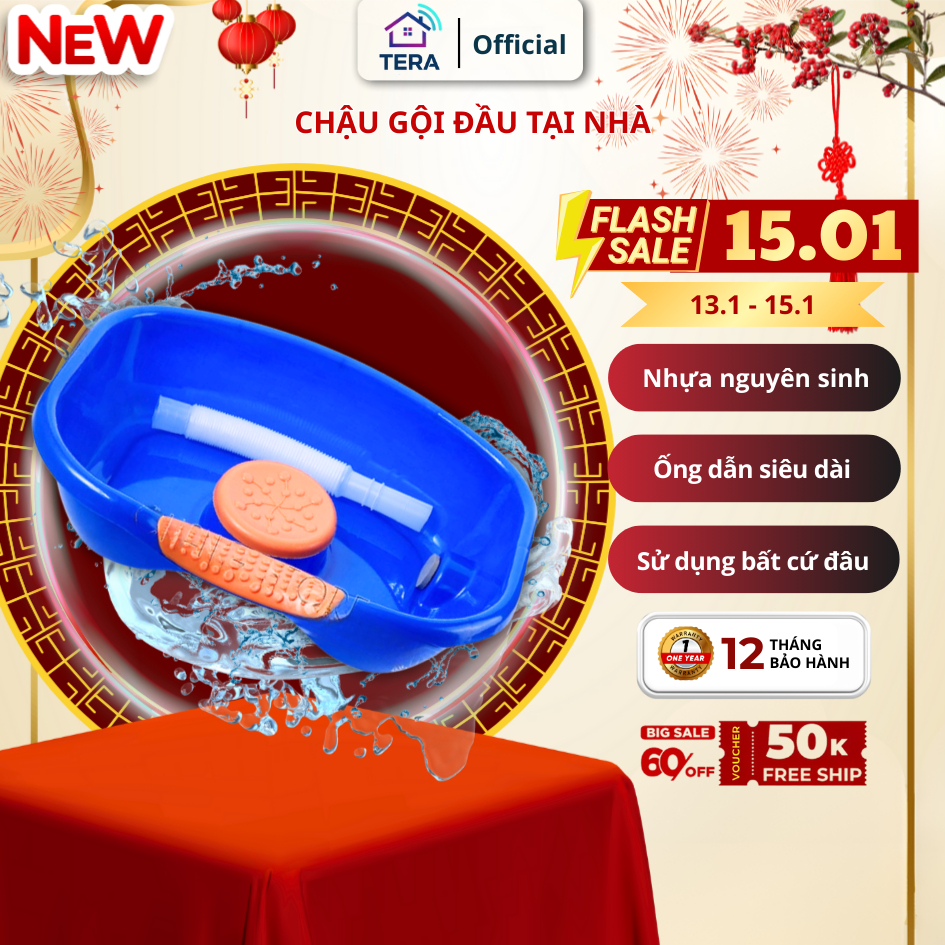 Chậu gội đầu tại nhà kèm ống xả chất liệu nhựa cao cấp siêu bền thau gội đầu cho bà bầu tại nhà