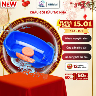 Chậu gội đầu tại nhà kèm ống xả chất liệu nhựa cao cấp siêu bền thau gội đầu cho bà bầu tại nhà