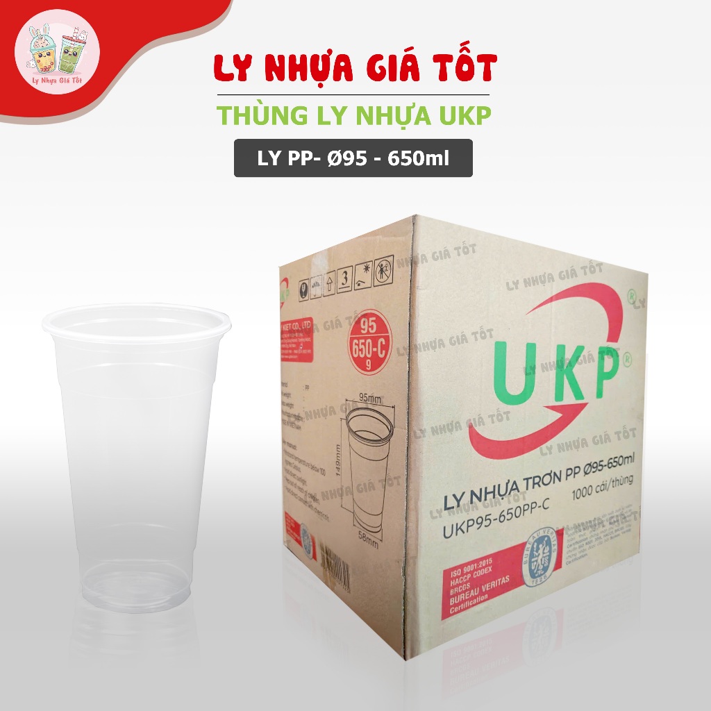 [Giá sỉ] Thùng/1000 cái Ly Nhựa PP 650ml Uy Kiệt. Loại Dày UKP.