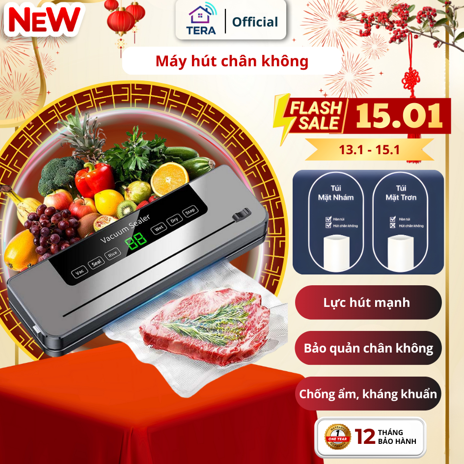 Máy Hút Chân Không Đóng Gói Thực Phẩm Tự Động, Khử Trùng Bằng Tia Cực Tím UV