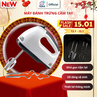 Máy Đánh Trứng Cầm Tay 7 Tốc Độ + Tặng Kèm 4 Đầu Đánh Trứng Cao Cấp, Hoạt Động Êm Ái