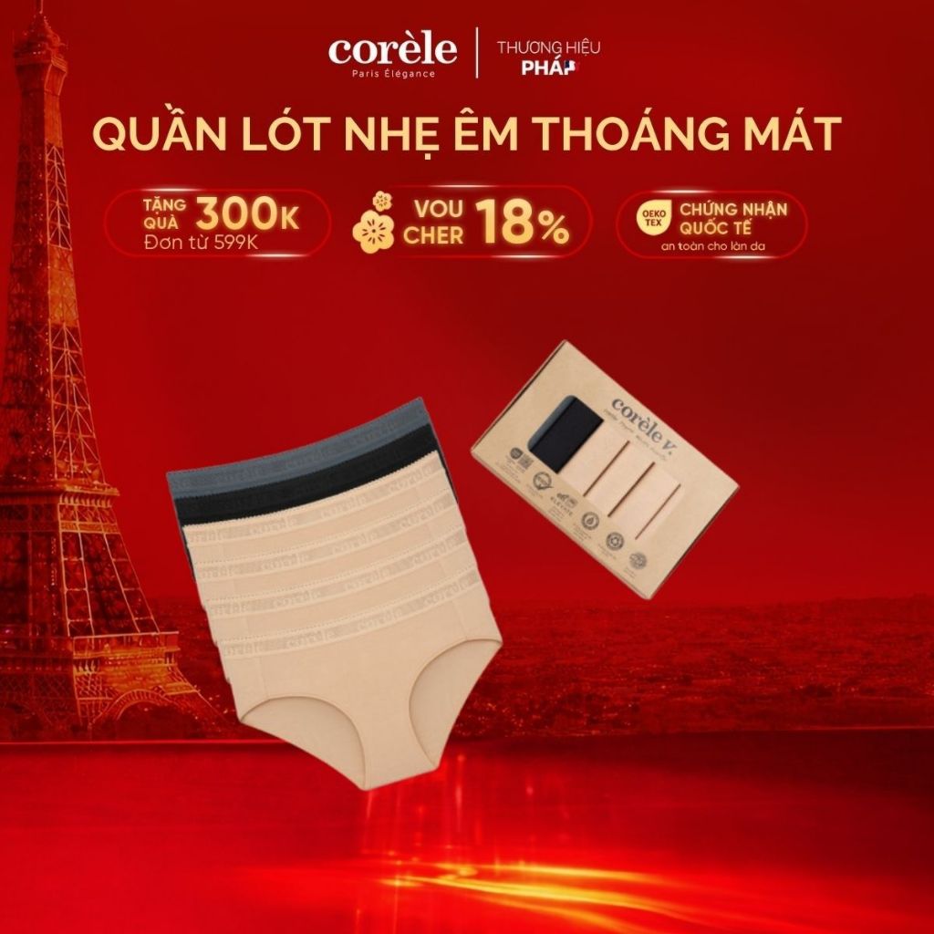 [QUẦN SIÊU TIẾT KIỆM] COMBO 6 quần lót nữ lưng vừa, chất vải sợi tre, chuẩn OEKO-TEX | CORÈLE 02138A