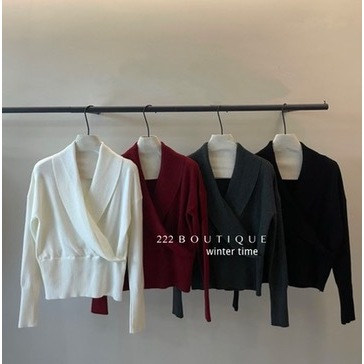 Áo len cashmere cổ bẻ vạt sonia HQ 6620 cashmere