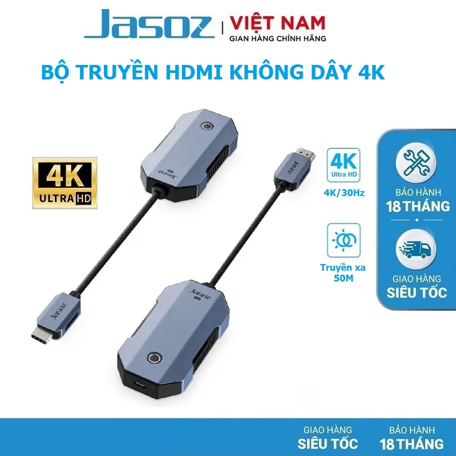 Bộ Truyền HDMI Không Dây 4K chính hãng Jasoz T-G192 Đầu Vào USB-C Khoảng Cách 50M - Bảo Hành 18 Thán