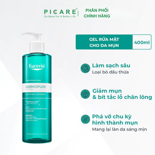 Sữa rửa mặt dạng gel dành cho da nhờn mụn Eucerin Dermopure Clinical Purifying Cleanser 400ml - 88982