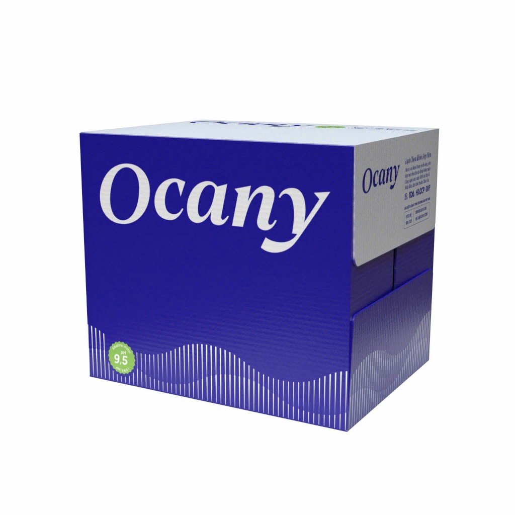 Thùng 12 Chai Nước Uống ION Kiềm Đóng Chai Ocany 1500ml - Hỗ trợ tiêu hoá, detox nhanh -date mới