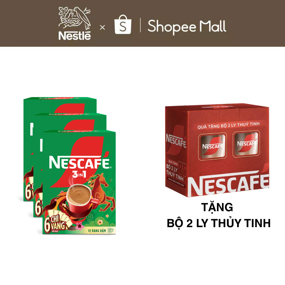 [CÀO TRÚNG THƯỞNG TẾT] Combo 3 Hộp NESCAFÉ 3in1 VỊ RANG ĐẬM (16g x 20 gói) - Phiên bản Tết 2026