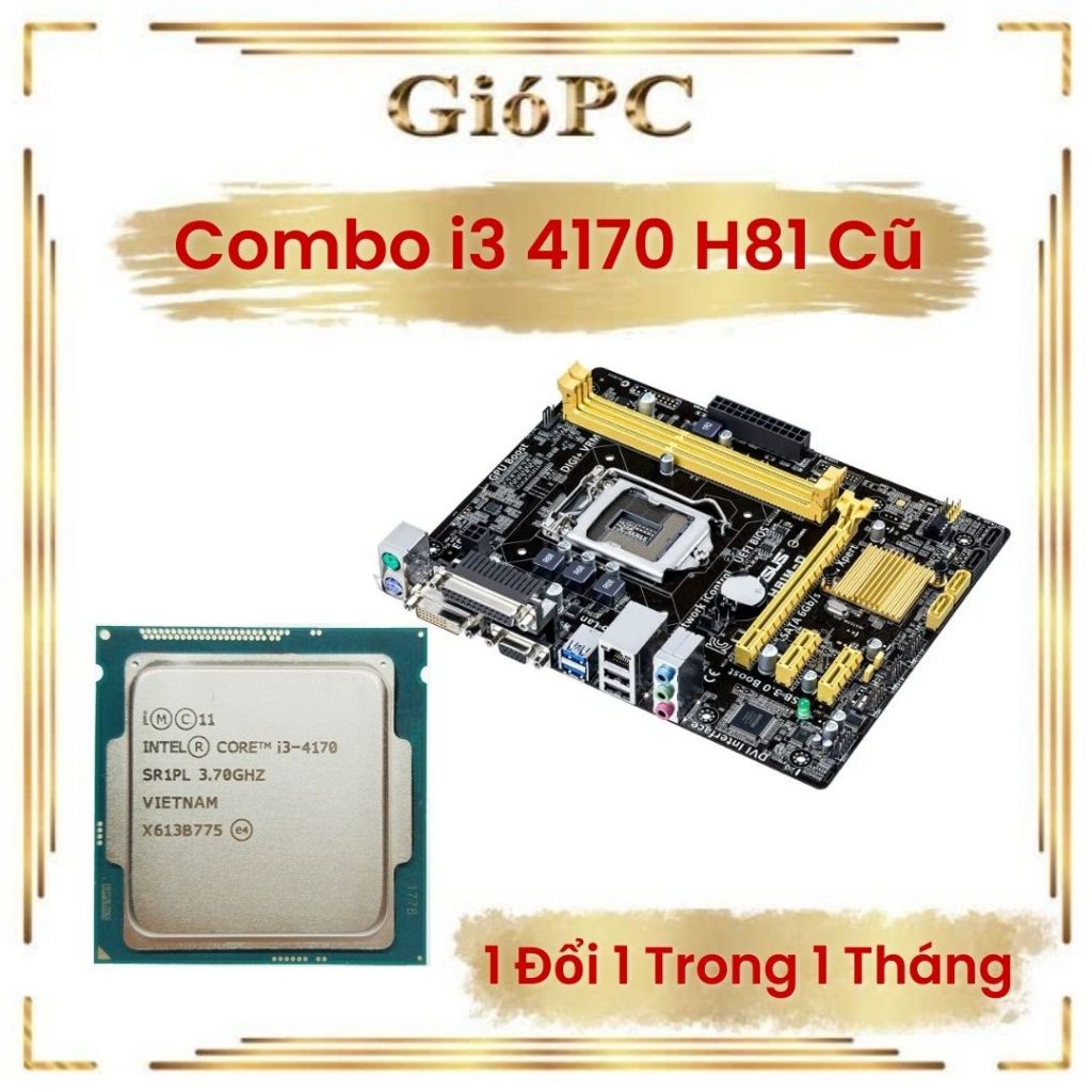 Bộ máy tính PC Lẻ i3 4170 main H81 ram 8Gb 1 thanh bao nét cho anh em