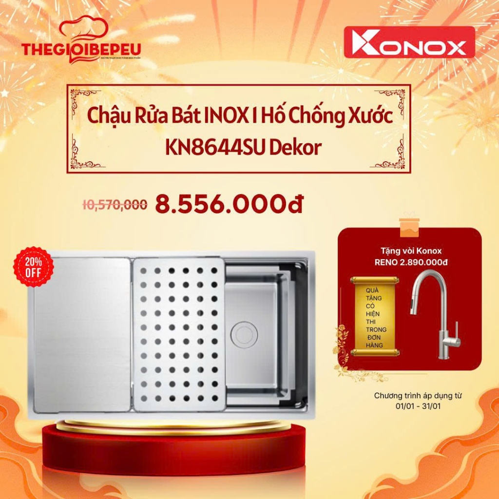 Chậu rửa bát chống xước Workstation Sink – Undermount Sink KN8644SU Dekor