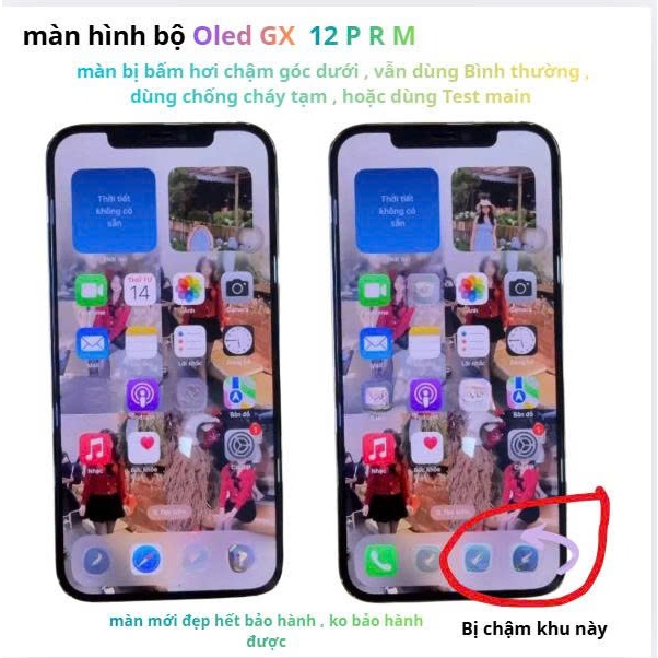 màn hình bộ Oled GX dành cho máy 12prm,màn Oled Bị chậm góc dưới,dùng tạm Ok