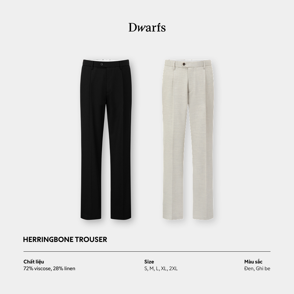 Quần âu dài dáng suông vừa DWARFS Herringbone Banding Regular Fit Trouser