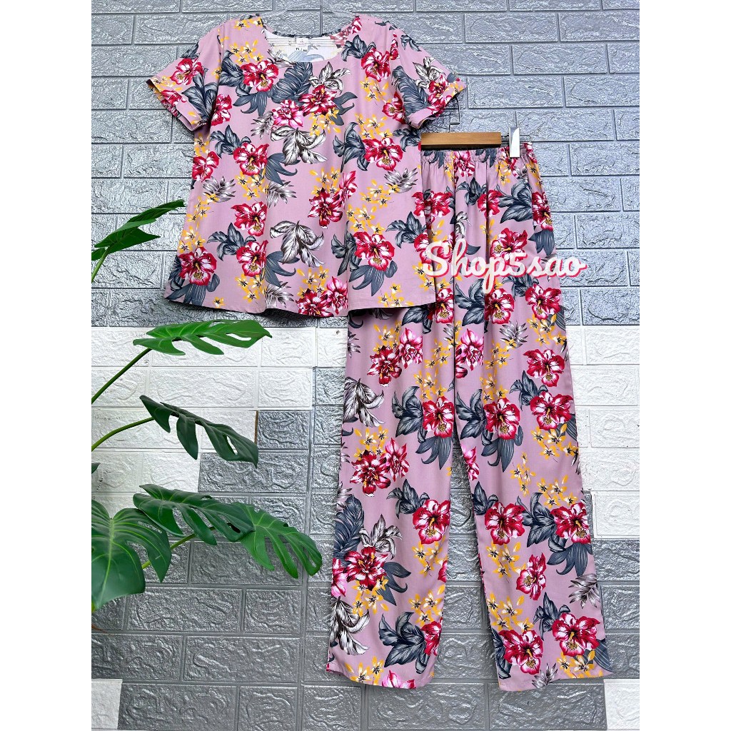 Đồ bộ tole trung niên, bộ lanh mặc nhà, quần dài, áo tay ngắn SHOP5SAO [CÓ BIGSIZE] (50-80kg)