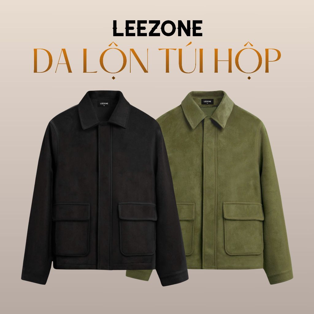 Áo khoác Da lộn nam LeeZone cao cấp | Da lộn túi hộp