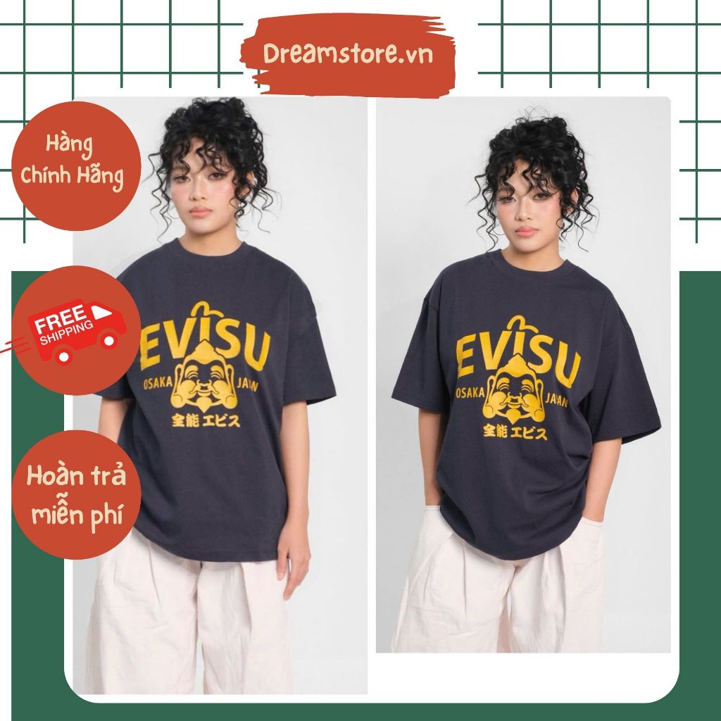 ÁO THUN EVISU NAVY LOGO VÀNG CHÍNH HÃNG | Dream Store